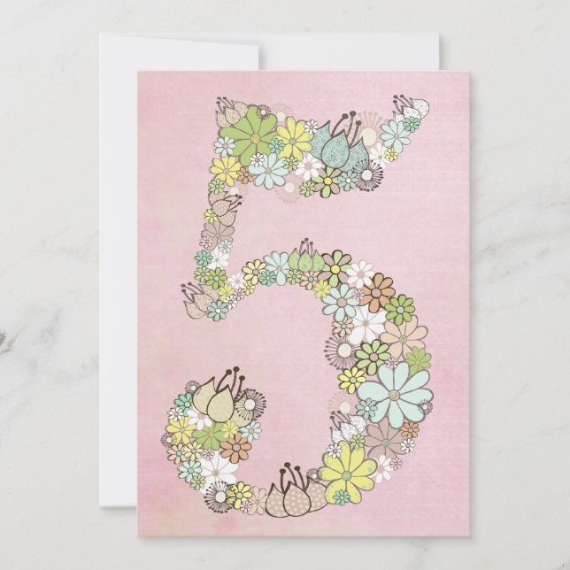 Mädchen 5. Geburtstagsparty Custom Einladung (Vorderseite)