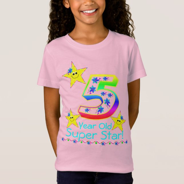 Mädchen 5 Jahre alt Super Star Shirt (Vorderseite)