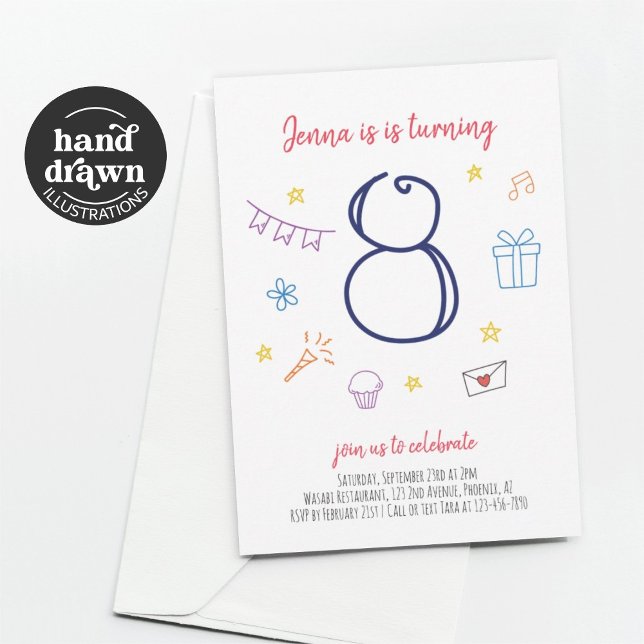 Mädchen 8. Geburtstagsparty Einladung (Von Creator hochgeladen)