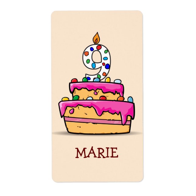 Mädchen 9. Geburtstag, 9. auf Sweet Pink Cake (Vorne)