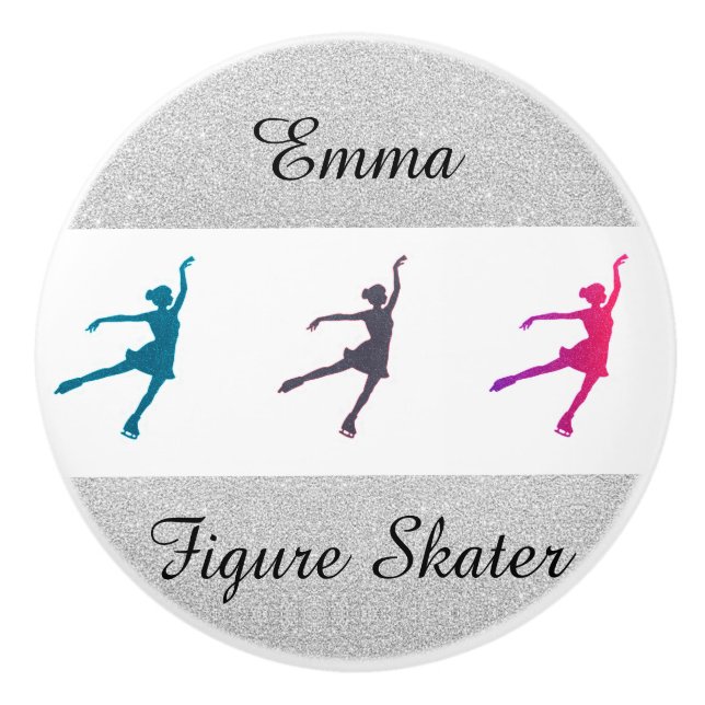 Mädchen Abbildung Skater / Ice-Skaten Personalisie Keramikknauf (Vorderseite)