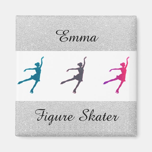Mädchen Abbildung Skater / Ice-Skaten Personalisie Magnet (Vorne)