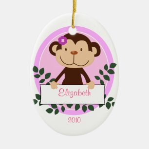 MÄDCHEN-AFFE personalisierte Keramikornament