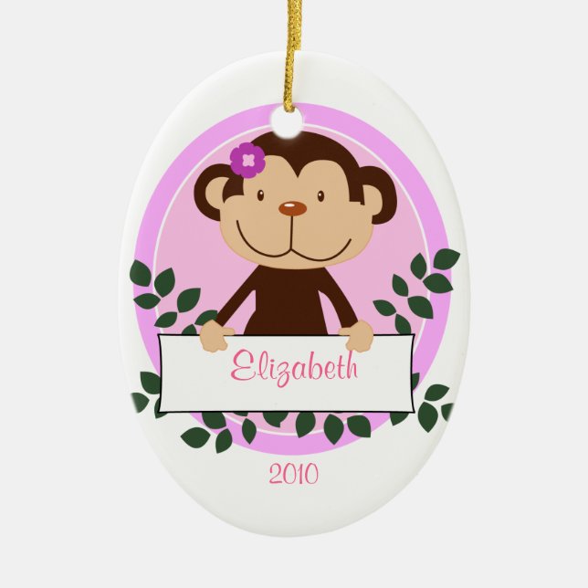 MÄDCHEN-AFFE personalisierte Keramikornament (Vorne)
