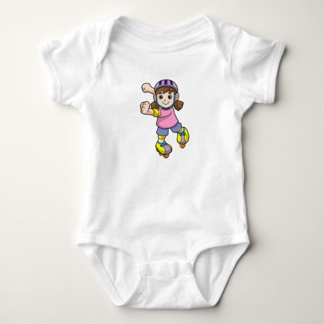 Mädchen als Skater mit Skaten & Helmet Baby Strampler (Vorderseite)