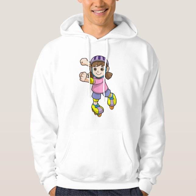 Mädchen als Skater mit Skaten & Helmet Hoodie (Vorderseite)