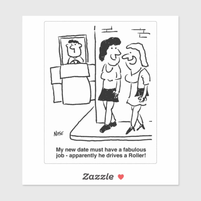 Mädchen am Blinden Date Cartoon. Roadroller Aufkleber (Blatt)
