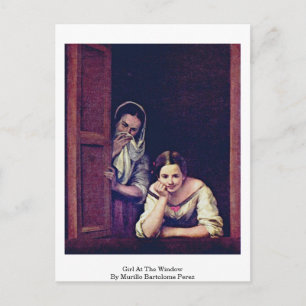 Mädchen am Fenster von Murillo Bartolome Perez Postkarte