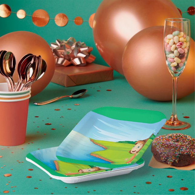 Mädchen am Fluss Pappteller (Von Creator hochgeladen)