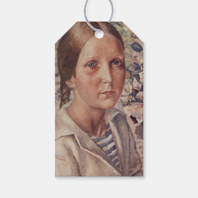 Mädchen am Kiesstrand Geschenkanhänger (Vorderseite)