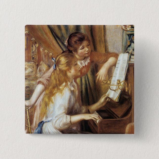 Mädchen am Klavier Button (Vorderseite)