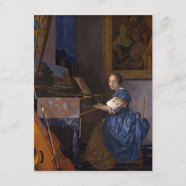 Mädchen am Klavier Postkarte (Vorderseite)