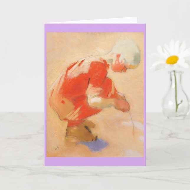 Mädchen am Sand, Helene Schjerfbeck Karte (Kleine Pflanze)