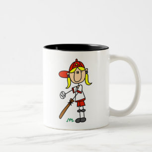 Mädchen am Schlag Stockfigur Baseball-Geschenke Zweifarbige Tasse