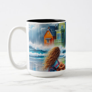 Mädchen am Strand Zweifarbige Tasse