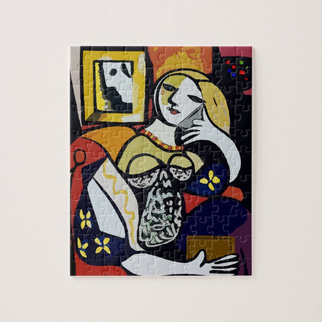 Mädchen am Telefon mit Blume (Vertikal)