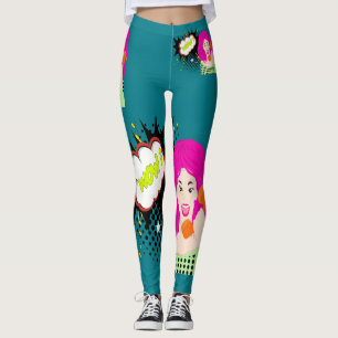 Mädchen am Telefon WOHL Leggings mit Farbhintergru