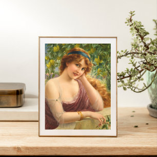 Mädchen am Zitronenbaum von Emile Vernon Fotodruck