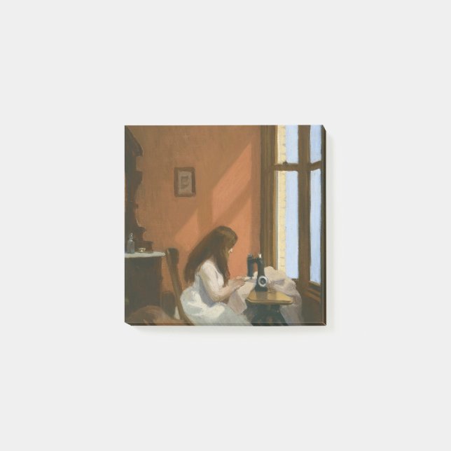 Mädchen an einer Nähmaschine (von Edward Hopper) Post-it Klebezettel (Vorderseite)