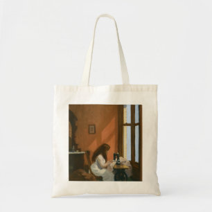 Mädchen an einer Nähmaschine (von Edward Hopper) Tragetasche