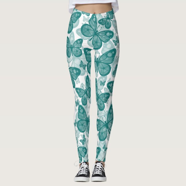 Mädchen-aquamarine Schmetterlings-Leggings Leggings (Vorderseite)