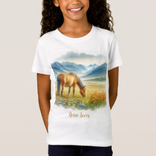 Mädchen Aquarell Pferdeliebhaber  T-Shirt