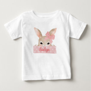 Mädchen Aquarell Rosa Osterhase Baby T-shirt