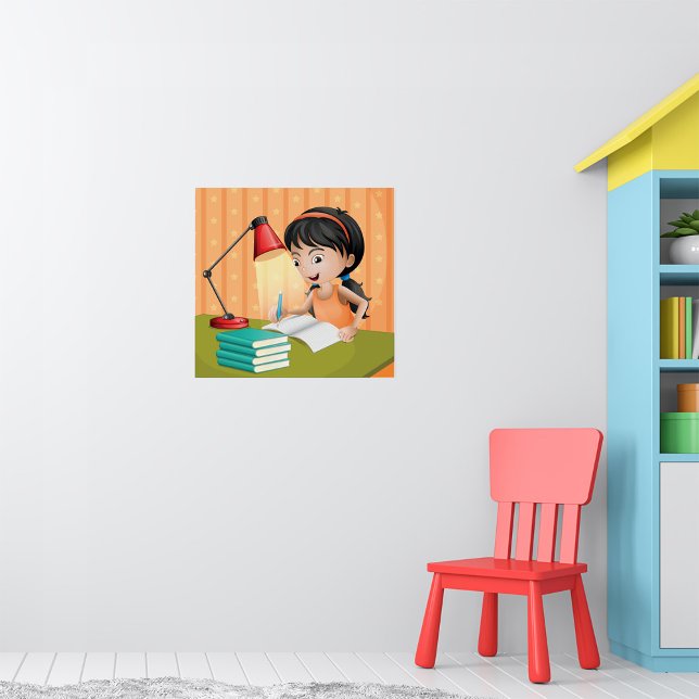 Mädchen arbeiten an einem Schreibtisch Poster (Von Creator hochgeladen)