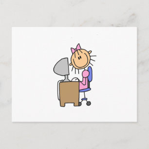 Mädchen auf dem Computer Postkarte