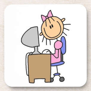 Mädchen auf dem Computer Untersetzer