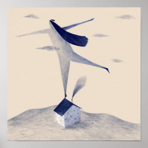 Mädchen auf dem Dach Poster