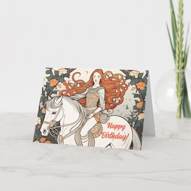 MÄDCHEN AUF DER HORSE BIRTHDAKARTE DANKESKARTE (Vorderseite)