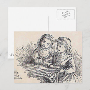 Mädchen auf der leicht lesbaren inneren Titelseite Postkarte