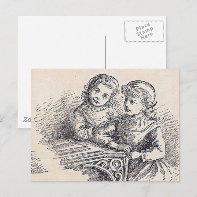 Mädchen auf der leicht zu lesenden Titelseite Postkarte (Vorne/Hinten)