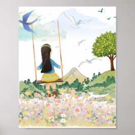 Mädchen auf der Schaukel Ästhetische Wandkunst - W Poster