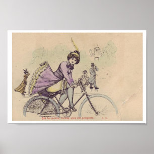 Mädchen auf einem Fahrrad-Rock, der im Wind Poster