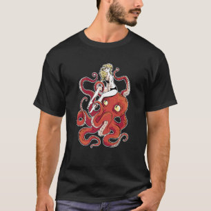 Mädchen auf einem Oktopus Roter Oktopus Oktopus T-Shirt