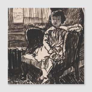 Mädchen auf einem Stuhl sitzend (ca. 1917-1918) Le Magnetkarte