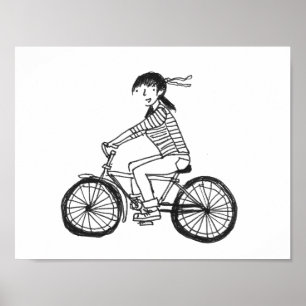Mädchen auf einer Bike-Illustration Poster