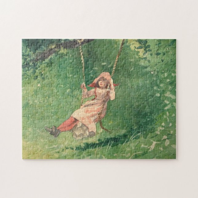 Mädchen auf einer Schaukel (Ländliche Kindheit) (W (Horizontal)