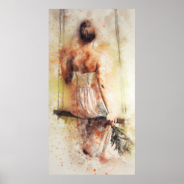 Mädchen auf einer Schaukel Poster