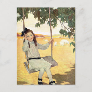 Mädchen auf einer Schaukel Postkarte