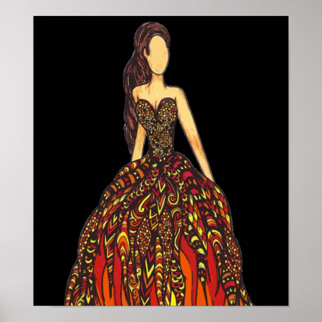 Mädchen auf Feuerkleid Poster (Vorne)