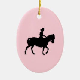 Mädchen auf Pferd / Pony Pink Keramikornament