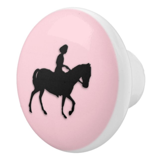 Mädchen auf Pferde-/Pony-Rosa Keramikknauf (Rechts)