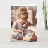 Mädchen auf Retro-Telefon zum Geburtstag