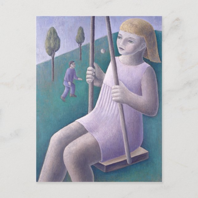 Mädchen auf Schaukel 1996 Postkarte (Vorderseite)