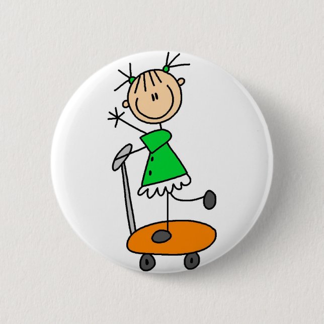 Mädchen auf Skateboard-Knopf Button (Vorderseite)