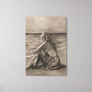 Mädchen auf Strand Leinwand-Druck Leinwanddruck