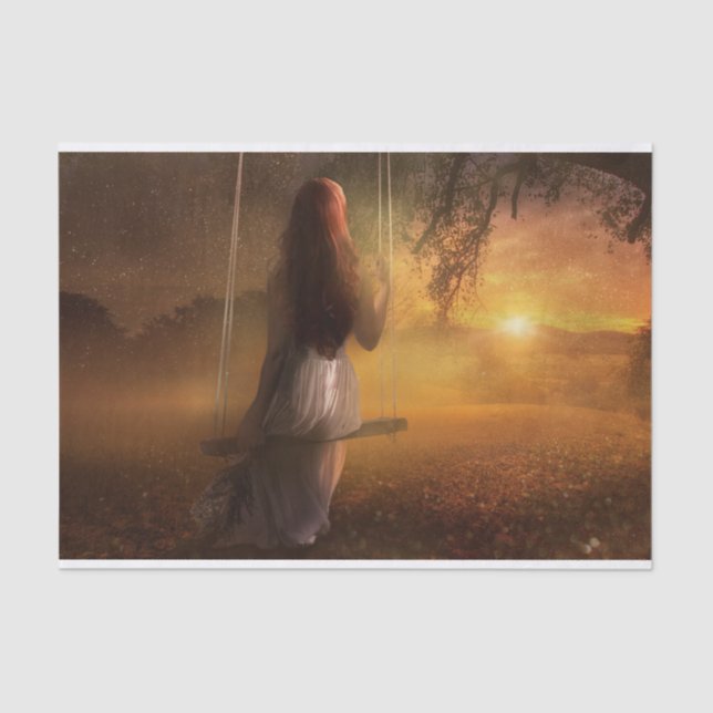 Mädchen auf Swing Decoupage Seidenpapier (Vorderseite)